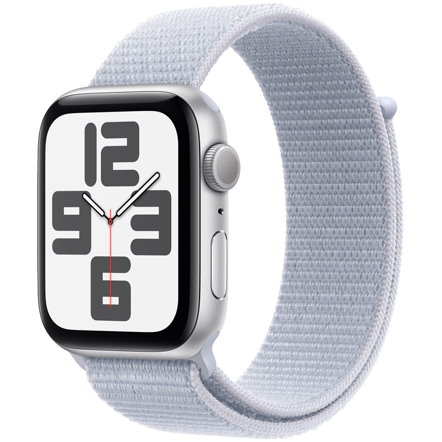 Apple Watch SE GPS 40mm Silver Aluminium Case with Blue Cloud Sport Loop,Model A2722