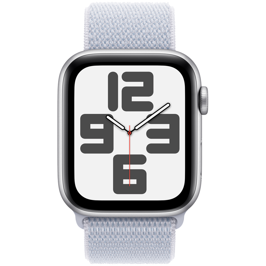 Apple Watch SE GPS + Cellular 44mm Silver Aluminium Case with Blue Cloud Sport Loop,Model A2724
