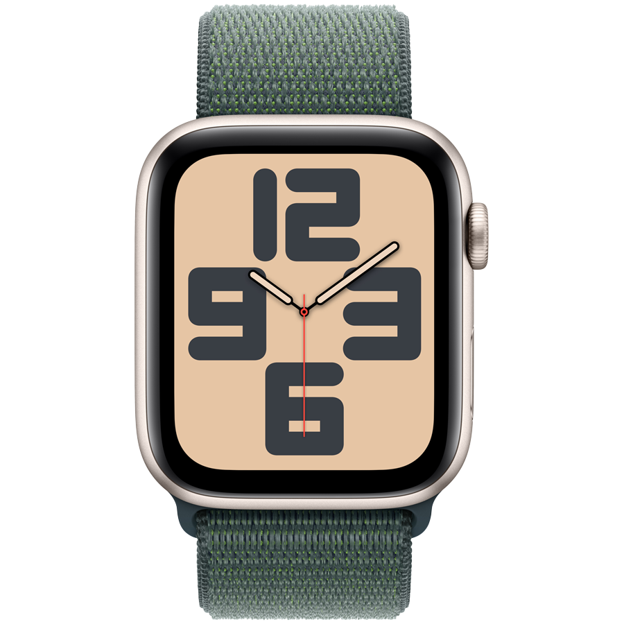 Apple Watch SE GPS + Cellular 40mm Starlight Aluminium Case with Lake Green Sport Loop,Model A2725