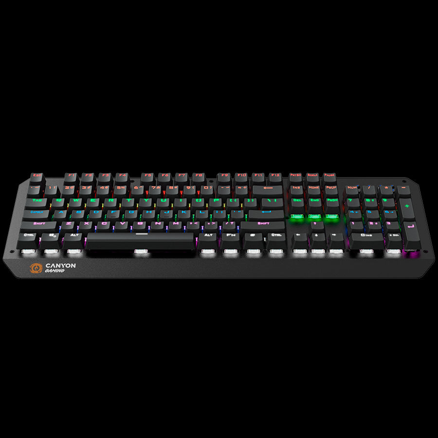 CANYON Hazard GK-6, Wired multimedia gaming keyboard with lighting effect, 108pcs rainbow LED, Numbers 104keys, EN double injection layout, cable length 1.8M, 450.5*163.7*42mm, 0.90kg, color black