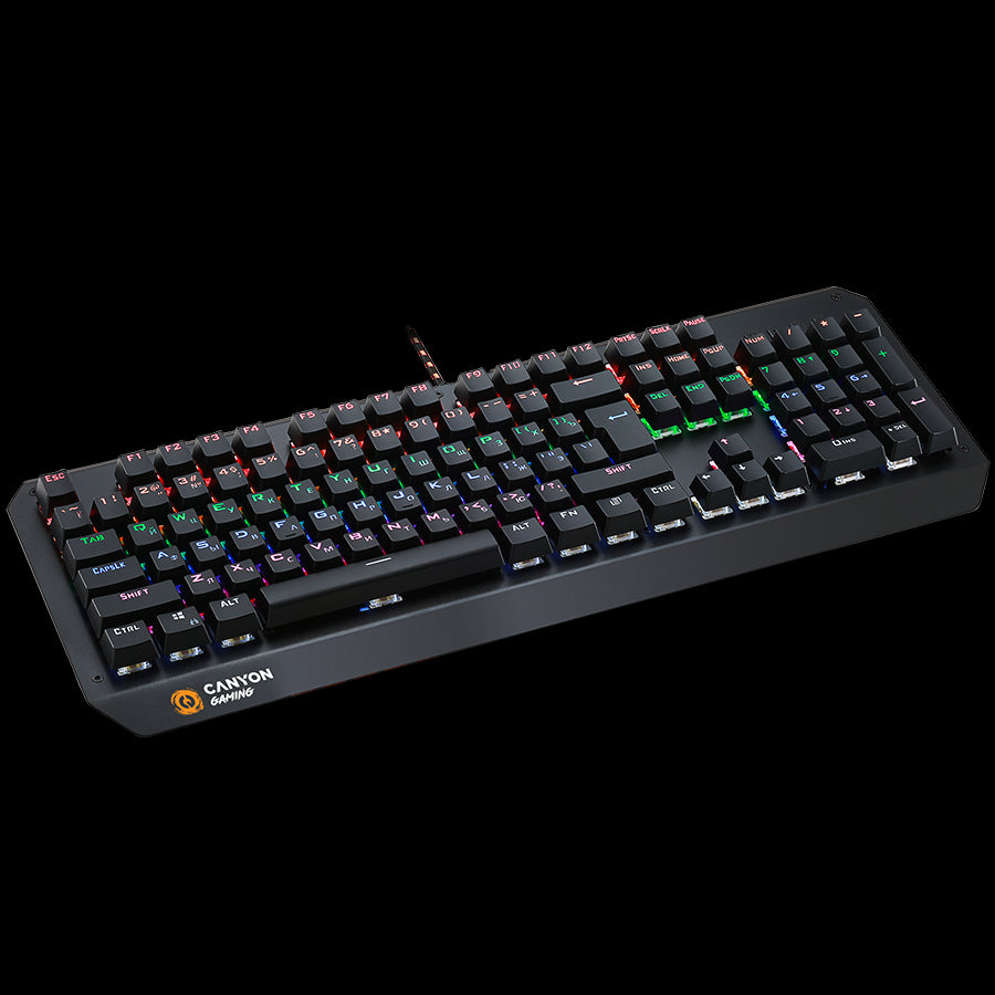 CANYON Hazard GK-6, Wired multimedia gaming keyboard with lighting effect, 108pcs rainbow LED, Numbers 104keys, EN double injection layout, cable length 1.8M, 450.5*163.7*42mm, 0.90kg, color black