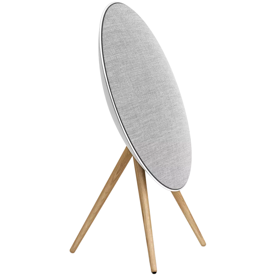 Beosound A9 5th Gen Speaker Natural Alu (Back Grey Mist/Cover Kvadrat Light Grey/Legs Oak)