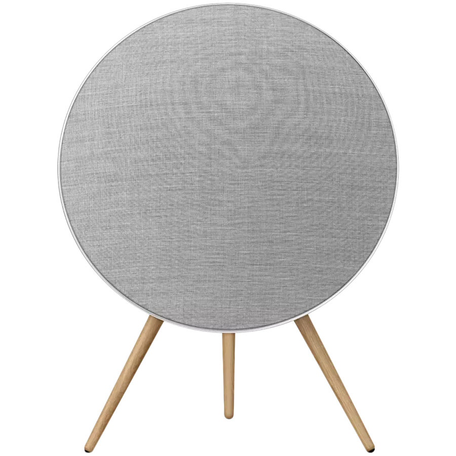 Beosound A9 5th Gen Speaker Natural Alu (Back Grey Mist/Cover Kvadrat Light Grey/Legs Oak)