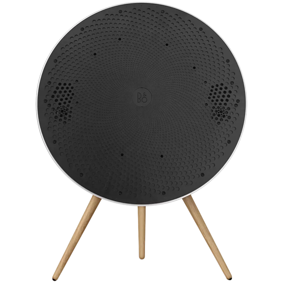 Beosound A9 5th Gen Speaker Natural Alu (Back Grey Mist/Cover Kvadrat Light Grey/Legs Oak)