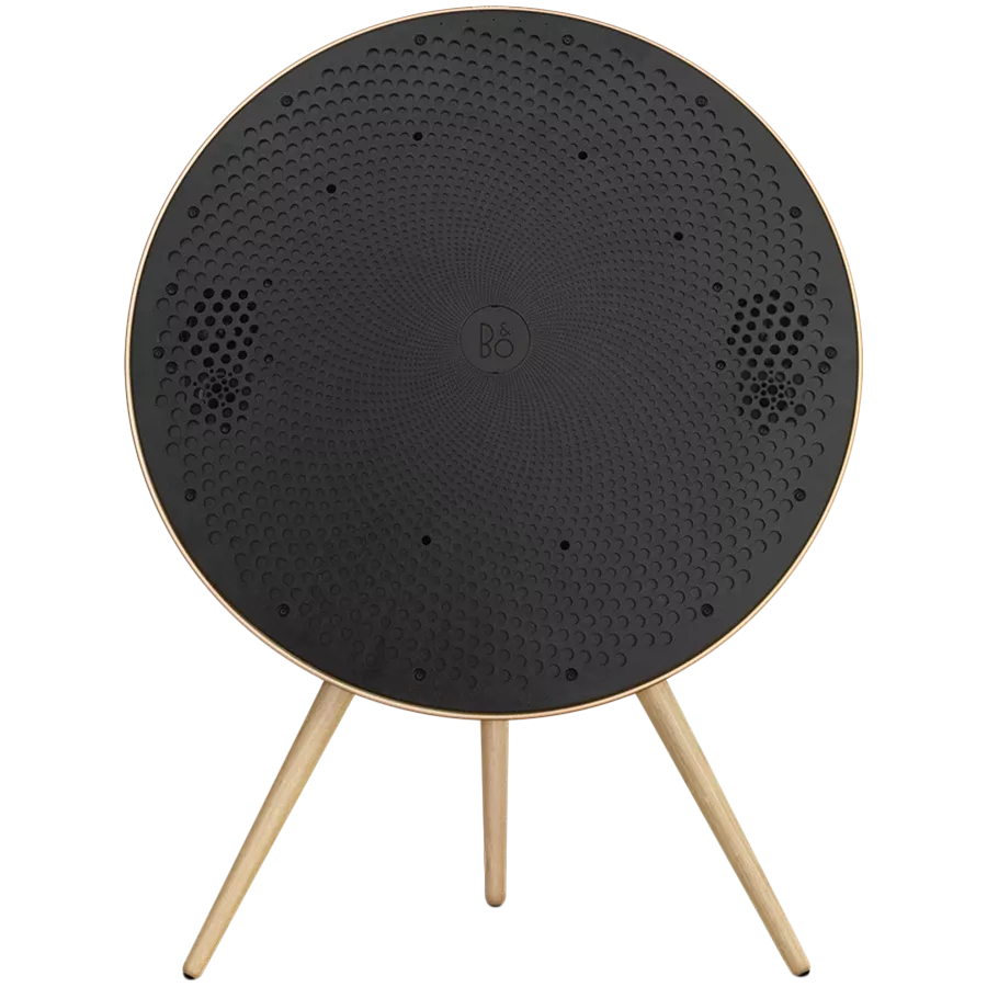 Beosound A9 5th Gen Speaker Gold Tone (Back Sand/Cover Golden/Legs White Oak)