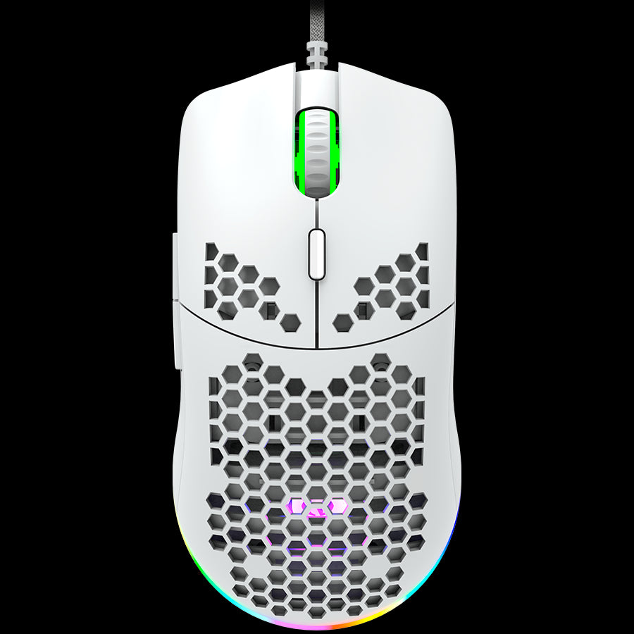CANYON Puncher GM-11, Gaming Mouse with 7 programmable buttons, Pixart 3519 optical sensor, 4 levels of DPI and up to 4200, 5 million times key life, 1.65m Ultraweave cable, UPE feet and colorful RGB lights, White, size:128.5x67x37.5mm, 105g
