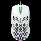 CANYON Puncher GM-11, Gaming Mouse with 7 programmable buttons, Pixart 3519 optical sensor, 4 levels of DPI and up to 4200, 5 million times key life, 1.65m Ultraweave cable, UPE feet and colorful RGB lights, White, size:128.5x67x37.5mm, 105g