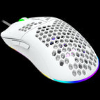 CANYON Puncher GM-11, Gaming Mouse with 7 programmable buttons, Pixart 3519 optical sensor, 4 levels of DPI and up to 4200, 5 million times key life, 1.65m Ultraweave cable, UPE feet and colorful RGB lights, White, size:128.5x67x37.5mm, 105g