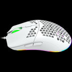 CANYON Puncher GM-11, Gaming Mouse with 7 programmable buttons, Pixart 3519 optical sensor, 4 levels of DPI and up to 4200, 5 million times key life, 1.65m Ultraweave cable, UPE feet and colorful RGB lights, White, size:128.5x67x37.5mm, 105g