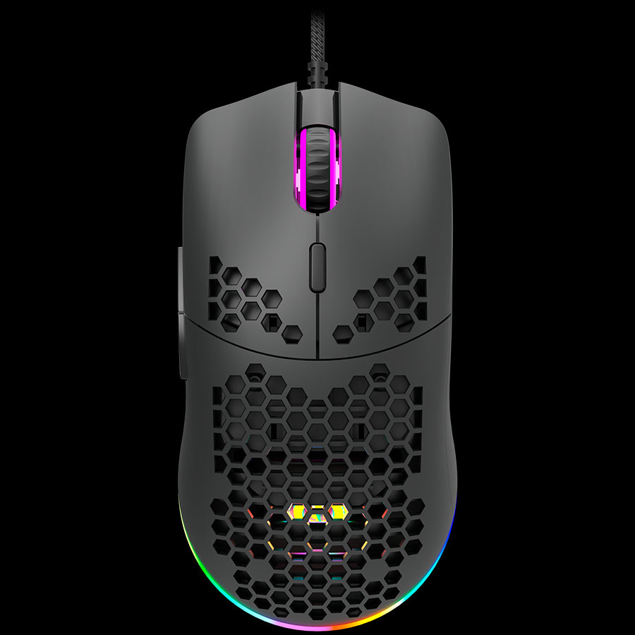 CANYON Puncher GM-11, Gaming Mouse with 7 programmable buttons, Pixart 3519 optical sensor, 4 levels of DPI and up to 4200, 5 million times key life, 1.65m Ultraweave cable, UPE feet and colorful RGB lights, Black, size:128.5x67x37.5mm, 105g