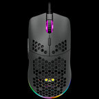 CANYON Puncher GM-11, Gaming Mouse with 7 programmable buttons, Pixart 3519 optical sensor, 4 levels of DPI and up to 4200, 5 million times key life, 1.65m Ultraweave cable, UPE feet and colorful RGB lights, Black, size:128.5x67x37.5mm, 105g