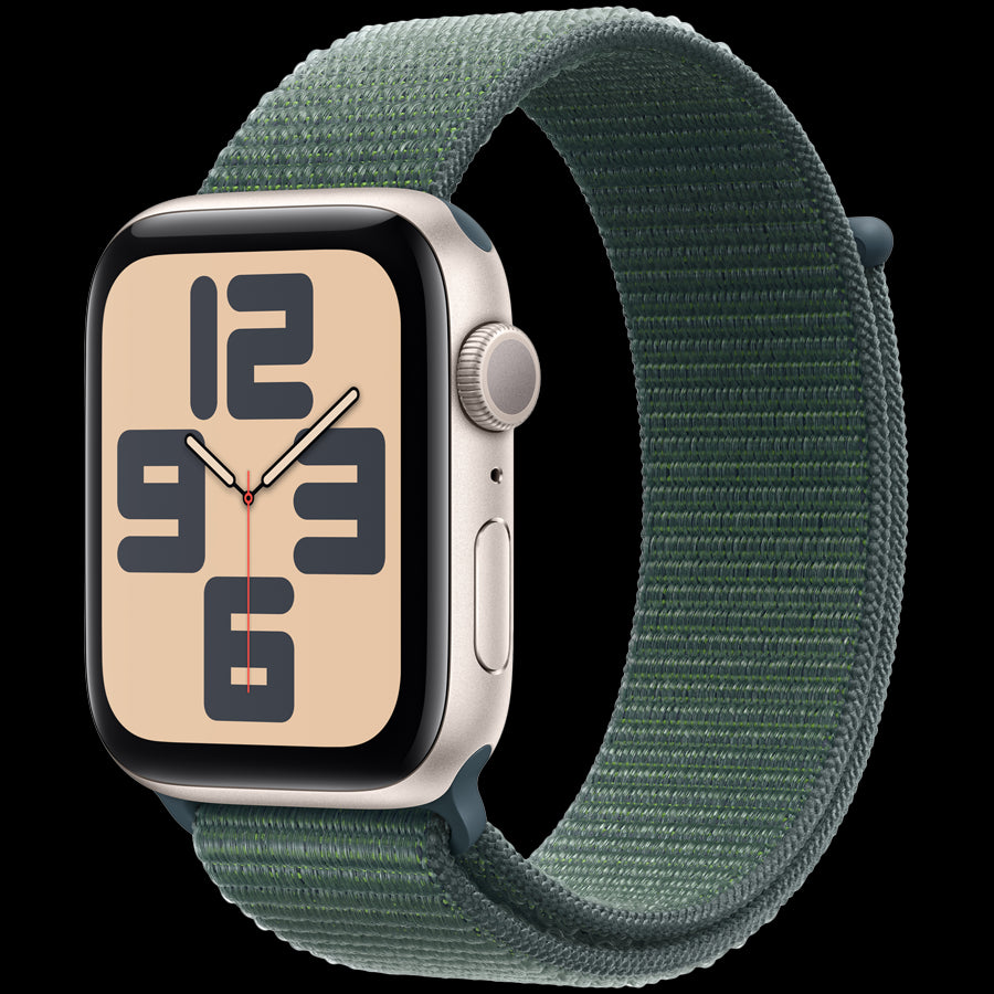 Apple Watch SE GPS 44mm Starlight Aluminium Case with Lake Green Sport Loop,Model A2723