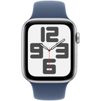 Apple Watch SE GPS + Cellular 44mm Silver Aluminium Case with Denim Sport Band - M/L,Model A2724