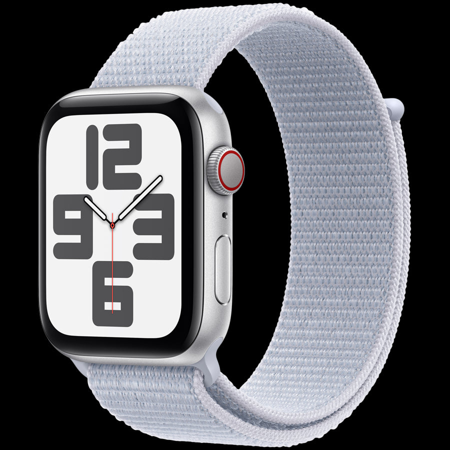 Apple Watch SE GPS + Cellular 40mm Silver Aluminium Case with Blue Cloud Sport Loop,Model A2725