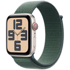 Apple Watch SE GPS + Cellular 44mm Starlight Aluminium Case with Lake Green Sport Loop,Model A2724