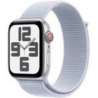 Apple Watch SE GPS + Cellular 44mm Silver Aluminium Case with Blue Cloud Sport Loop,Model A2724