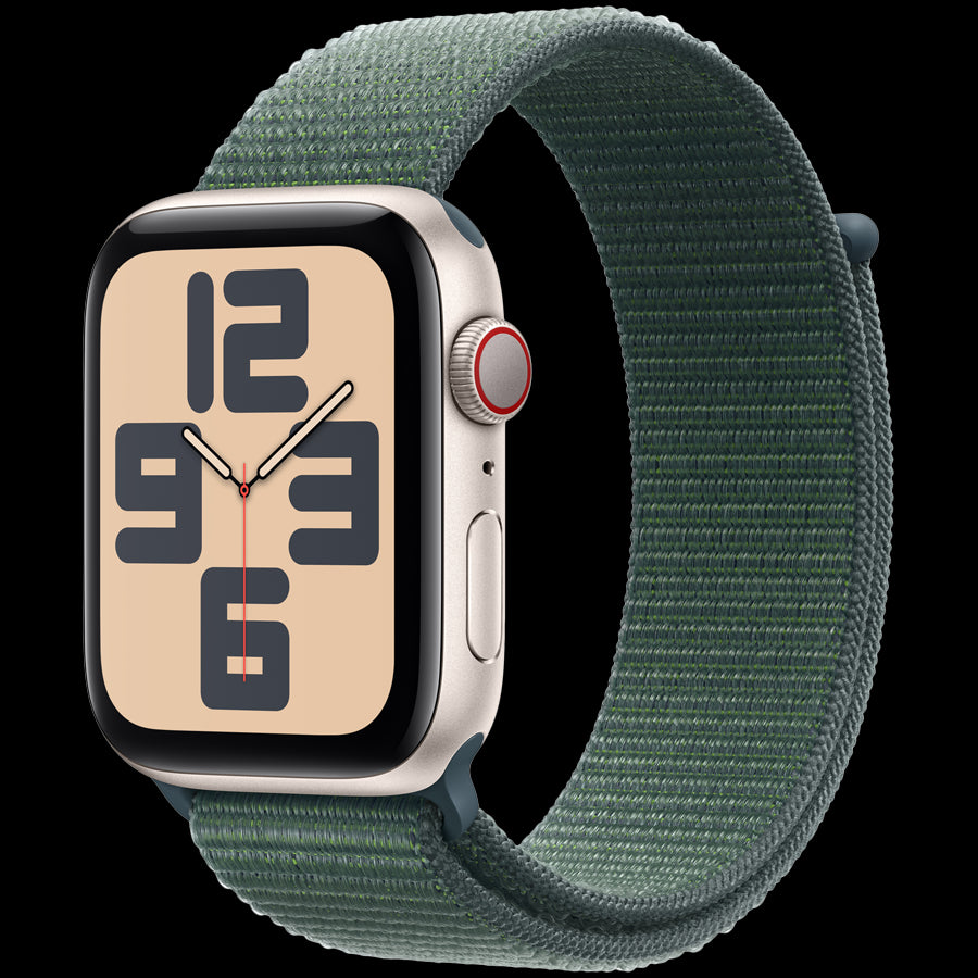 Apple Watch SE GPS + Cellular 40mm Starlight Aluminium Case with Lake Green Sport Loop,Model A2725
