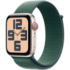 Apple Watch SE GPS + Cellular 40mm Starlight Aluminium Case with Lake Green Sport Loop,Model A2725
