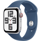 Apple Watch SE GPS + Cellular 40mm Silver Aluminium Case with Denim Sport Band - M/L,Model A2725