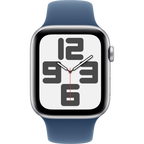 Apple Watch SE GPS + Cellular 40mm Silver Aluminium Case with Denim Sport Band - M/L,Model A2725
