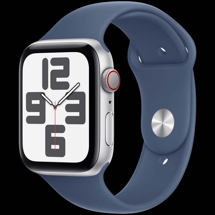 Apple Watch SE GPS + Cellular 40mm Silver Aluminium Case with Denim Sport Band - M/L,Model A2725