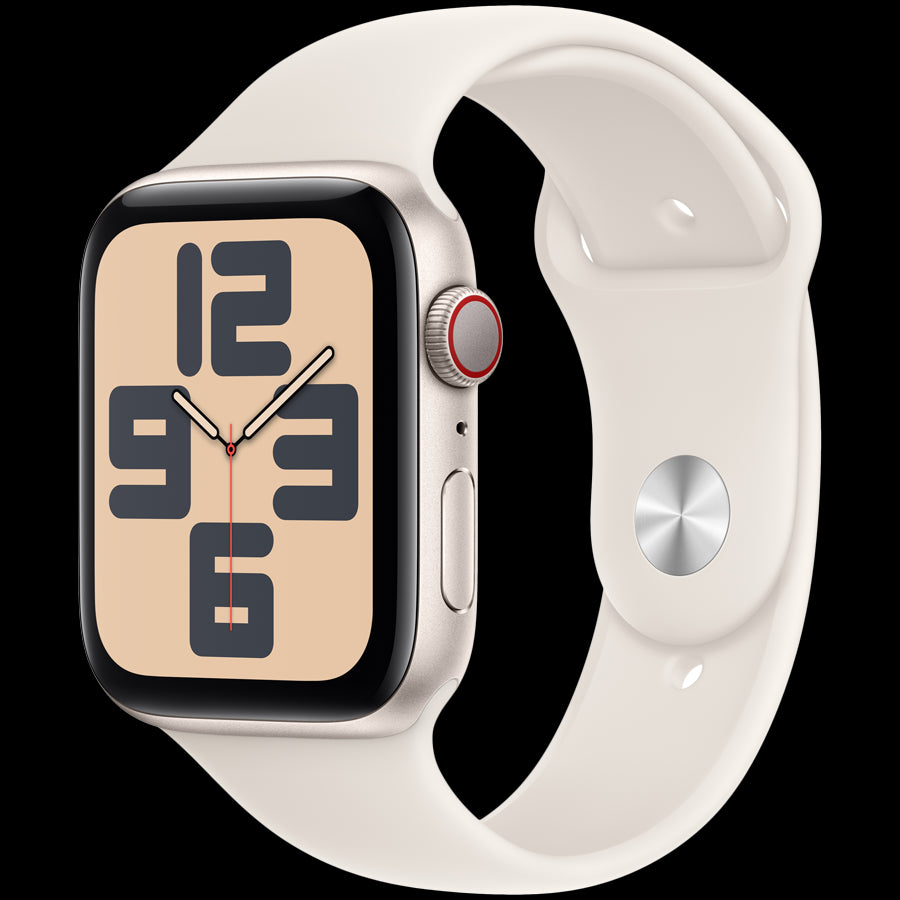 Apple Watch SE GPS + Cellular 44mm Starlight Aluminium Case with Starlight Sport Band - M/L,Model A2724