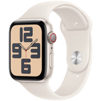 Apple Watch SE GPS + Cellular 44mm Starlight Aluminium Case with Starlight Sport Band - M/L,Model A2724