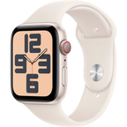 Apple Watch SE GPS + Cellular 44mm Starlight Aluminium Case with Starlight Sport Band - M/L,Model A2724