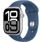 Apple Watch Series 10 GPS 46mm Silver Aluminium Case with Denim Sport Band - M/L,Model A2999