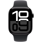Apple Watch Series 10 GPS 46mm Jet Black Aluminium Case with Black Sport Band - S/M,Model A2999
