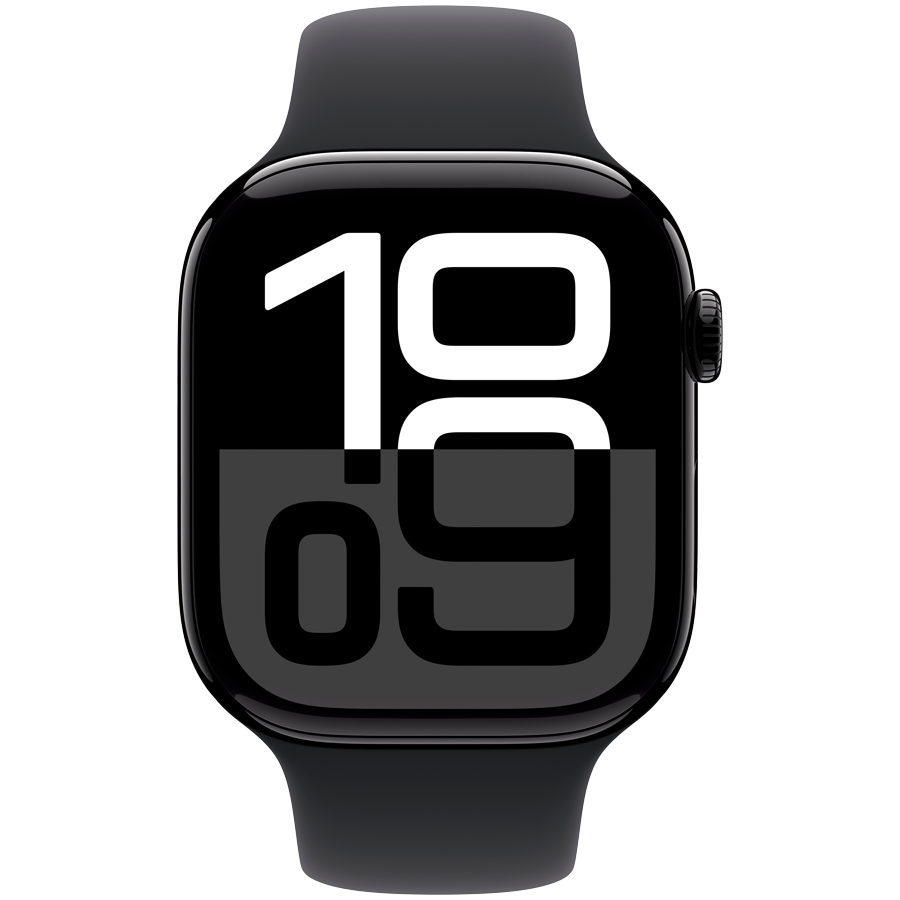 Apple Watch Series 10 GPS 46mm Jet Black Aluminium Case with Black Sport Band - S/M,Model A2999