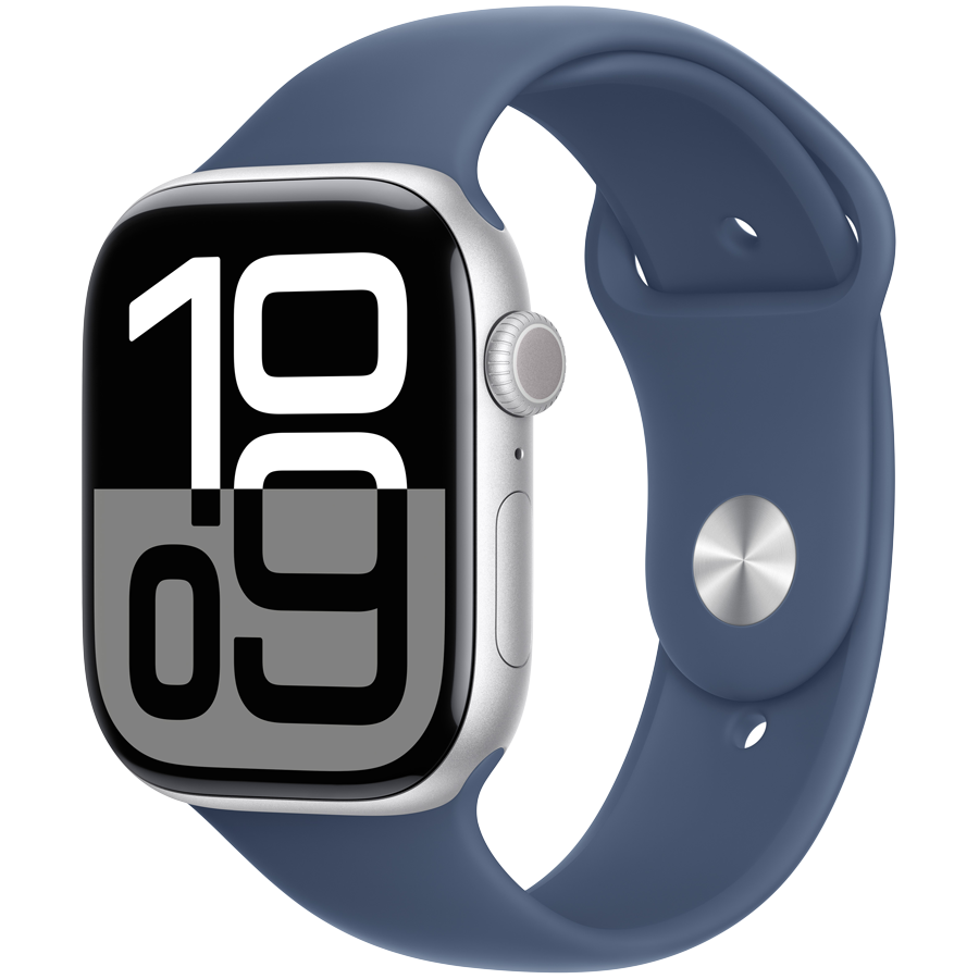Apple Watch Series 10 GPS 42mm Silver Aluminium Case with Denim Sport Band - M/L,Model A2997