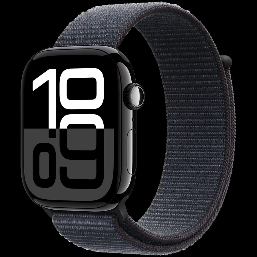 Apple Watch Series 10 GPS 46mm Jet Black Aluminium Case with Ink Sport Loop,Model A2999
