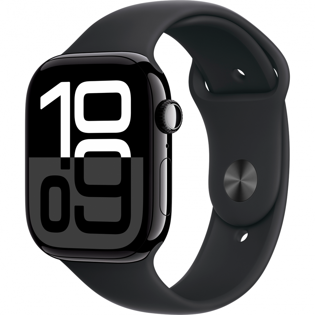 Apple Watch Series 10 GPS 42mm Jet Black Aluminium Case with Black Sport Band - M/L,Model A2997