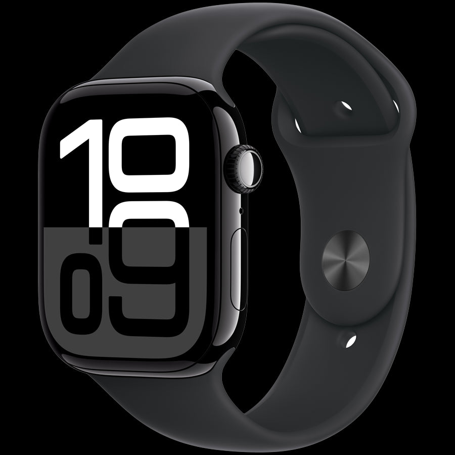 Apple Watch Series 10 GPS 42mm Jet Black Aluminium Case with Black Sport Band - S/M,Model A2997