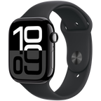 Apple Watch Series 10 GPS 42mm Jet Black Aluminium Case with Black Sport Band - M/L,Model A2997