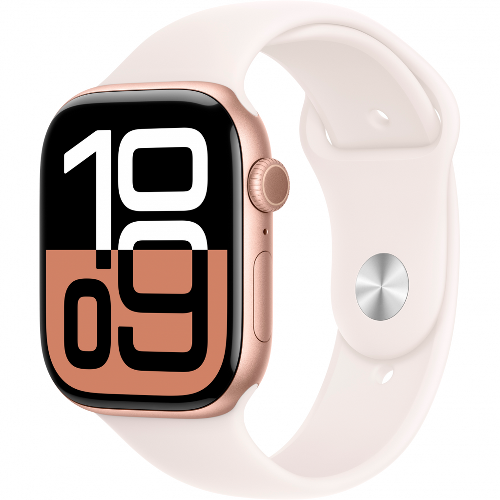 Apple Watch Series 10 GPS + Cellular 46mm Rose Gold Aluminium Case with Light Blush Sport Band - S/M,Model A3003