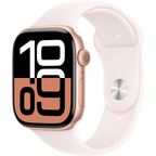 Apple Watch Series 10 GPS + Cellular 46mm Rose Gold Aluminium Case with Light Blush Sport Band - S/M,Model A3003