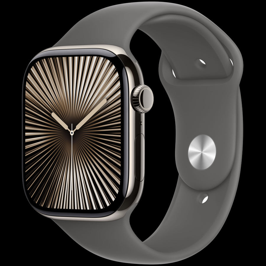 Apple Watch Series 10 GPS + Cellular 46mm Natural Titanium Case with Stone Grey Sport Band - S/M,Model A3003