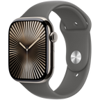 Apple Watch Series 10 GPS + Cellular 46mm Natural Titanium Case with Stone Grey Sport Band - M/L,Model A3003