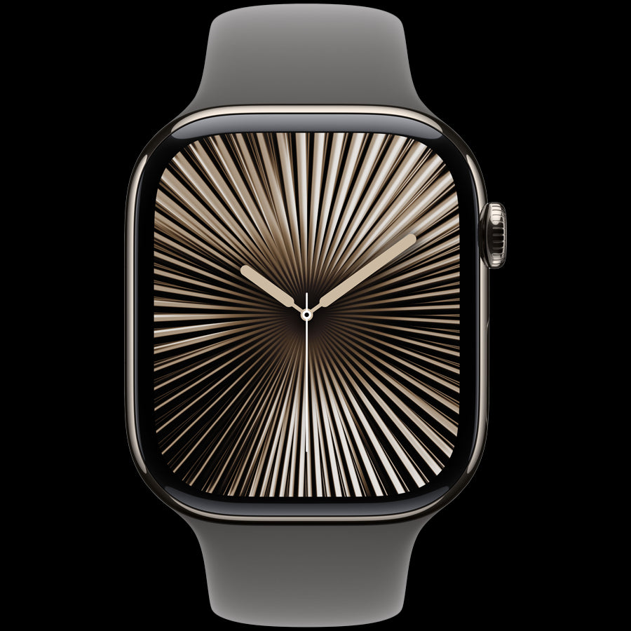 Apple Watch Series 10 GPS + Cellular 46mm Natural Titanium Case with Stone Grey Sport Band - S/M,Model A3003