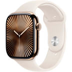 Apple Watch Series 10 GPS + Cellular 46mm Gold Titanium Case with Starlight Sport Band - M/L,Model A3003