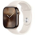 Apple Watch Series 10 GPS + Cellular 46mm Gold Titanium Case with Starlight Sport Band - M/L,Model A3003