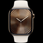 Apple Watch Series 10 GPS + Cellular 46mm Gold Titanium Case with Starlight Sport Band - S/M,Model A3003