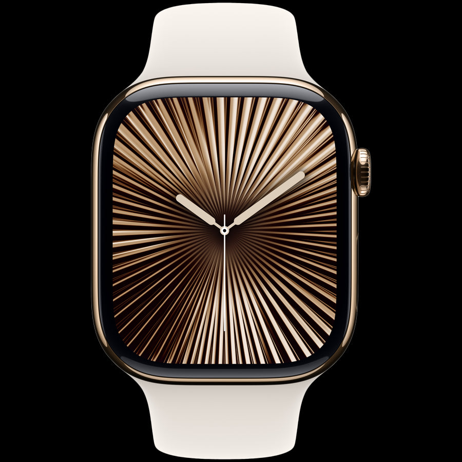 Apple Watch Series 10 GPS + Cellular 46mm Gold Titanium Case with Starlight Sport Band - M/L,Model A3003