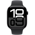 Apple Watch Series 10 GPS + Cellular 42mm Jet Black Aluminium Case with Black Sport Band - S/M,Model A3001
