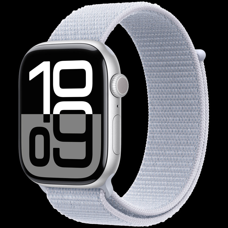 Apple Watch Series 10 GPS + Cellular 46mm Silver Aluminium Case with Blue Cloud Sport Loop,Model A3003