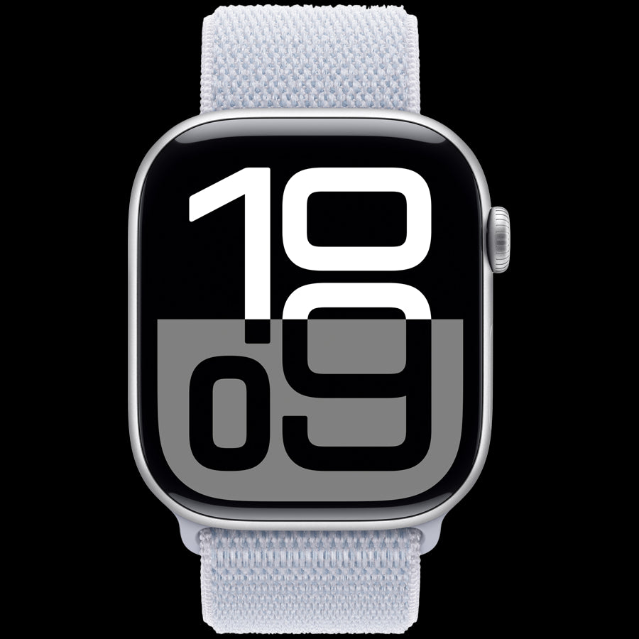 Apple Watch Series 10 GPS + Cellular 46mm Silver Aluminium Case with Blue Cloud Sport Loop,Model A3003