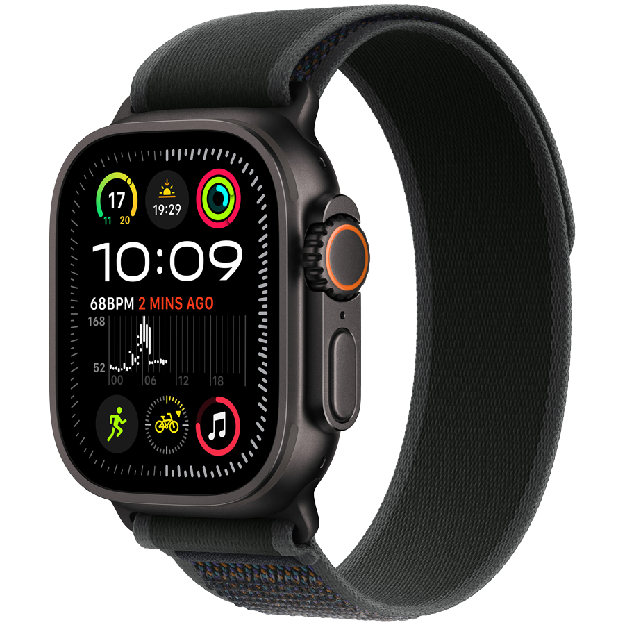 Apple Watch Ultra 2 GPS + Cellular 49mm Black Titanium Case with Black Trail Loop - M/L,Model A2986