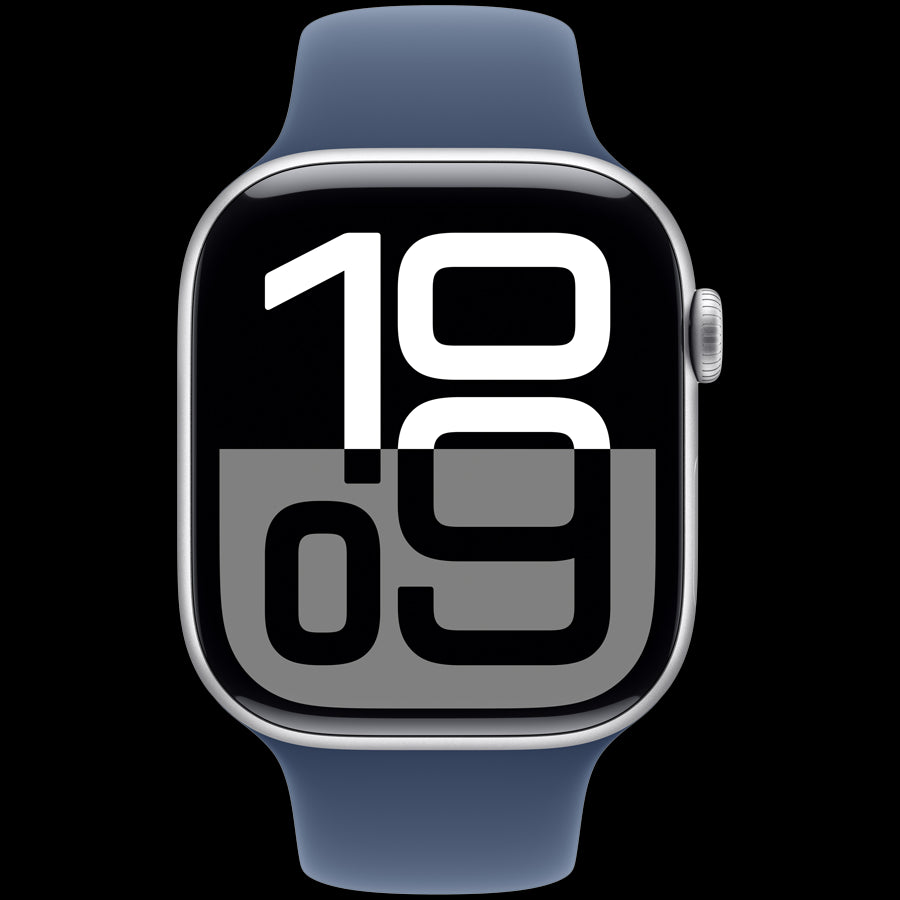 Apple Watch Series 10 GPS + Cellular 42mm Silver Aluminium Case with Denim Sport Band - M/L,Model A3001